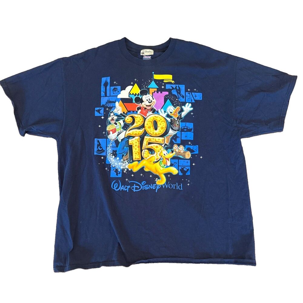 Walt Disney World T Shirt 2015 Adult XXL 2XL Blue Men’s DISNEYWORLD TEE